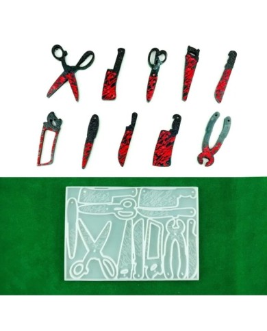 Silikon Makas,Bıçak,Testere Anahtarlık - Hobi Silikon Kalıbı - Kod:466