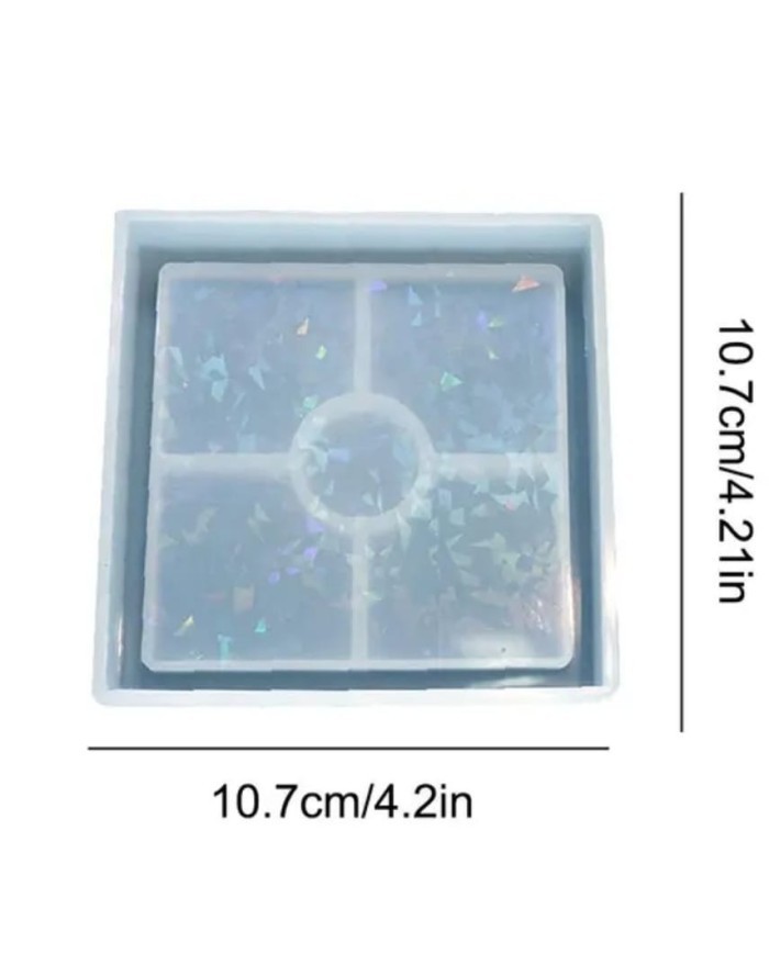 Hologramlı Kare Bardak Altı ve Dekoratif - Hobi Silikon Kalıbı -Kod:531