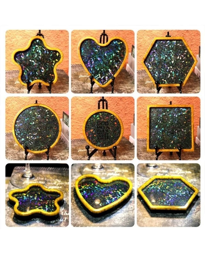 Hologramlı Kare Bardak Altı ve Dekoratif - Hobi Silikon Kalıbı -Kod:531