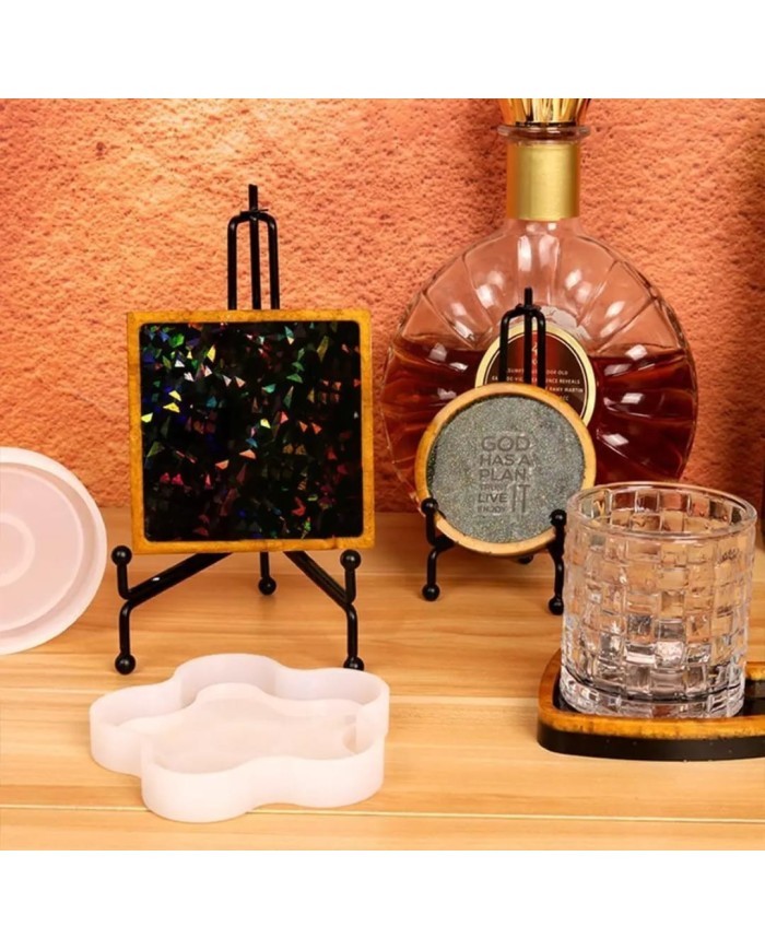 Hologramlı Kare Bardak Altı ve Dekoratif - Hobi Silikon Kalıbı -Kod:531