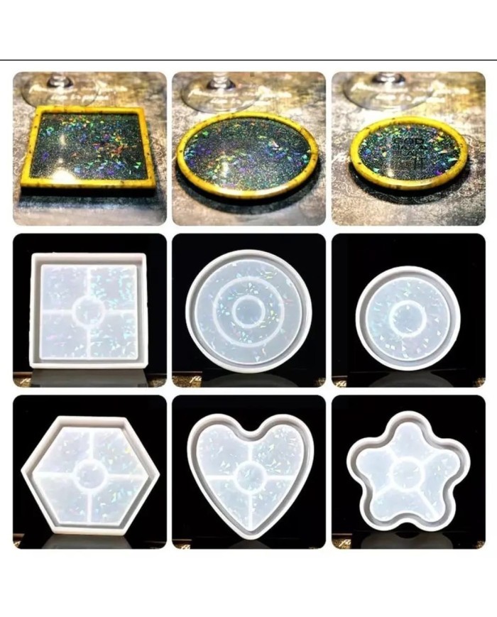 Hologramlı Küçük Yuvarlak Bardak Altı ve Dekoratif - Hobi Silikon Kalıbı -Kod:476