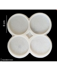 8 cm Dörtlü Yuvarlak Bardak Altı Kalıbı - Hobi Silikon Kalıbı -Kod:Sn26