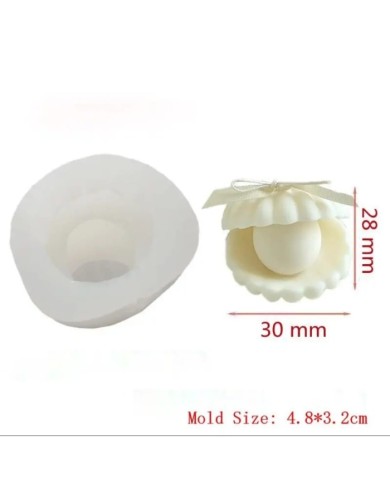 İncili İstiridye Mum Kalıbı - Hobi Silikon Kalıbı -Kod:490