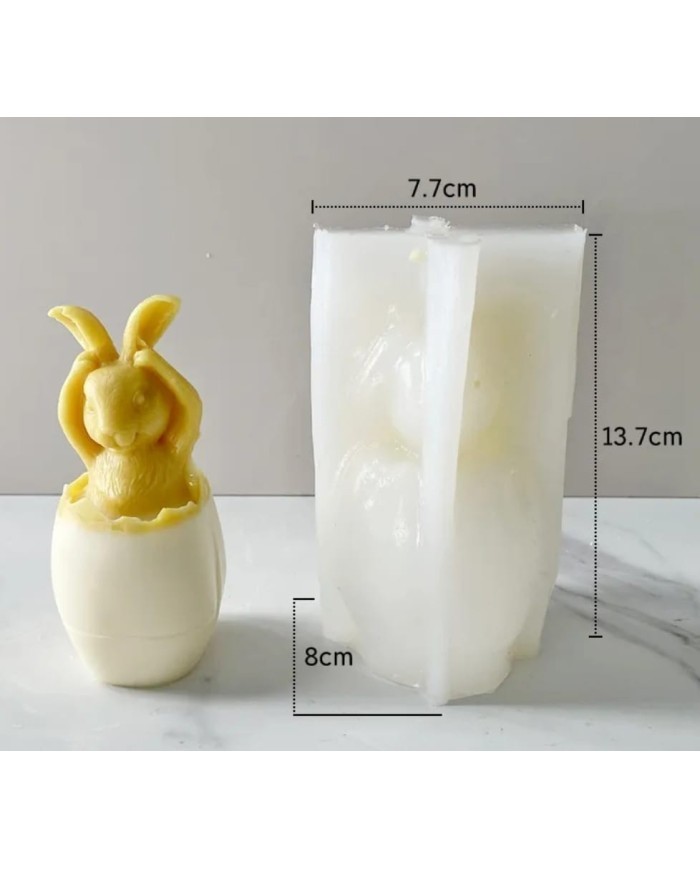 Yumurtadan Kulak Tutan Tavşan Çıktı Mum Kalıbı - Hobi Silikon Kalıbı -Kod:530