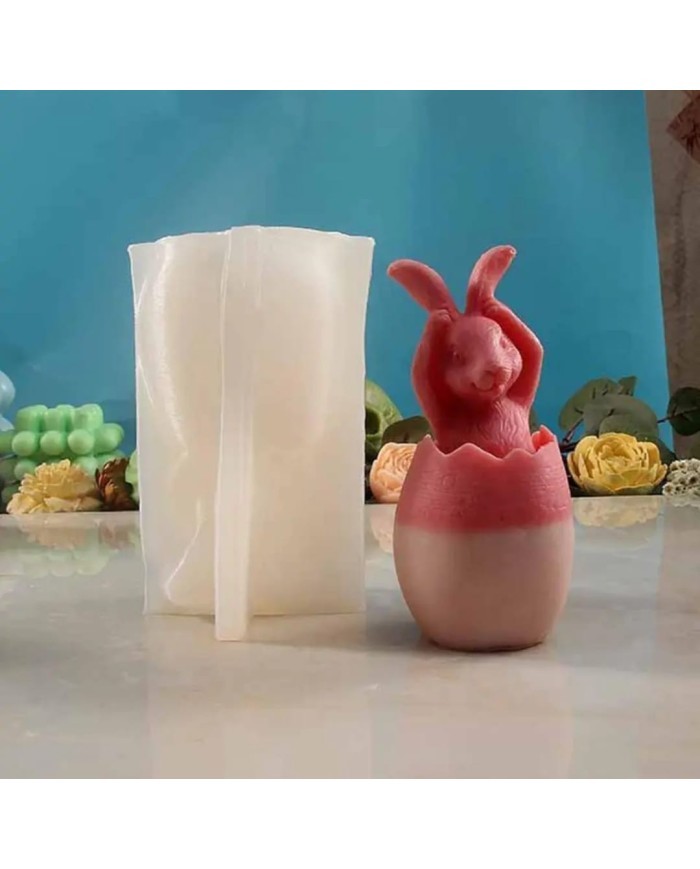 Yumurtadan Kulak Tutan Tavşan Çıktı Mum Kalıbı - Hobi Silikon Kalıbı -Kod:530