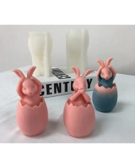 Yumurtadan Kulak Tutan Tavşan Çıktı Mum Kalıbı - Hobi Silikon Kalıbı -Kod:530