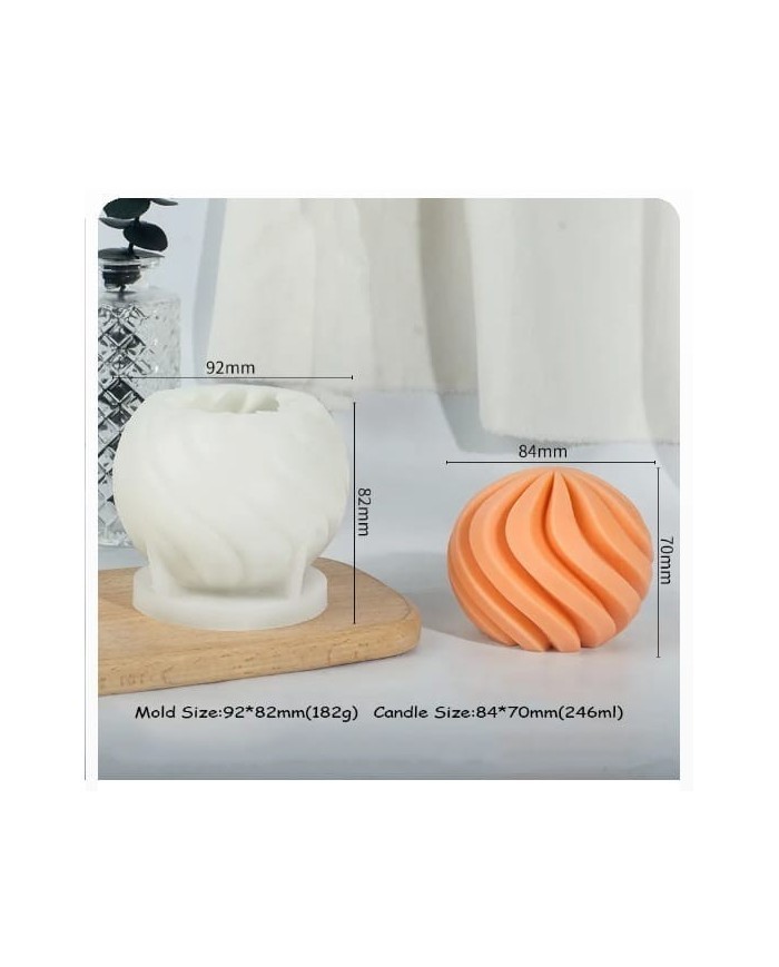 Spiral Küre Mum Kalıbı - Hobi Silikon Kalıbı -Kod:431