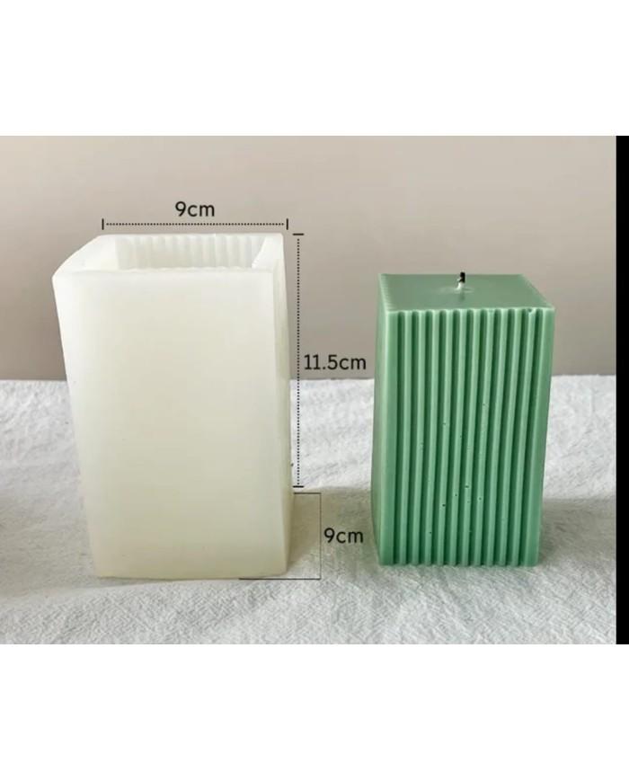 Çizgili Dikdörtgen Mum Kalıbı - Hobi Silikon Kalıbı -Kod:1069