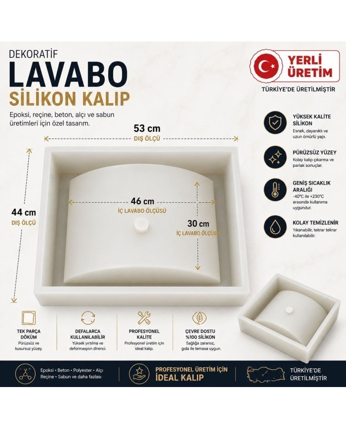 DÖRTGEN LAVABO SİLİKON MOLD KALIP
