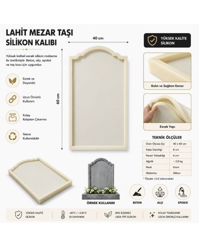 40x60 cm Büyük Kemerli Silikon Kalıp (6 cm Derinlik) - Beton, Alçı ve Epoksi İçin Dekoratif Kalıp