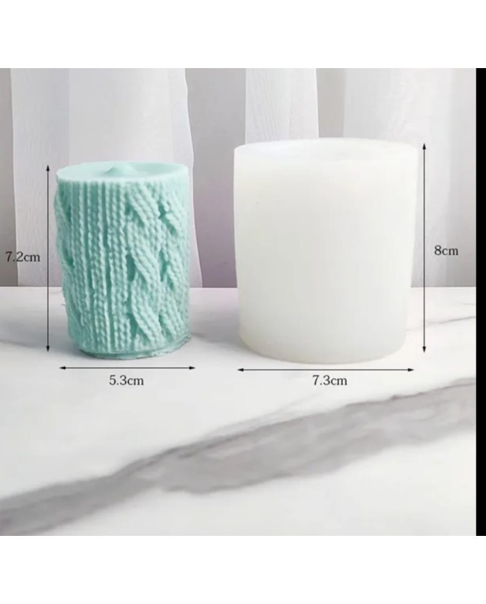 Örgülü Silindir  Mum Kalıbı - Hobi Silikon Kalıbı -Kod:481