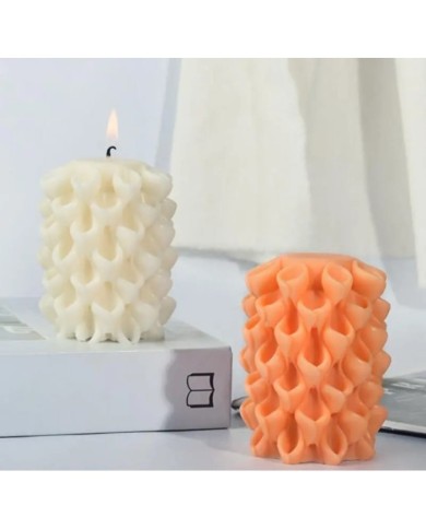 Oluklu Silindir Mum Kalıbı - Hobi Silikon Kalıbı -Kod:427