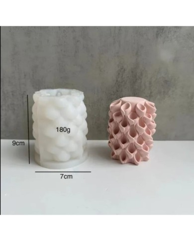 Oluklu Silindir Mum Kalıbı - Hobi Silikon Kalıbı -Kod:427