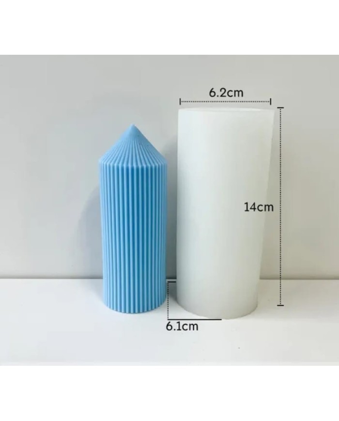 Çizgili Roket Mum Kalıbı - Hobi Silikon Kalıbı -Kod:501