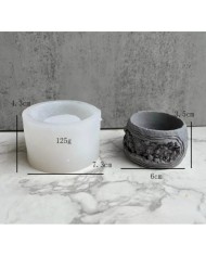 Oyma Yuvarlak Beton Saksı Kalıbı - Hobi Silikon Kalıbı -Kod:1122