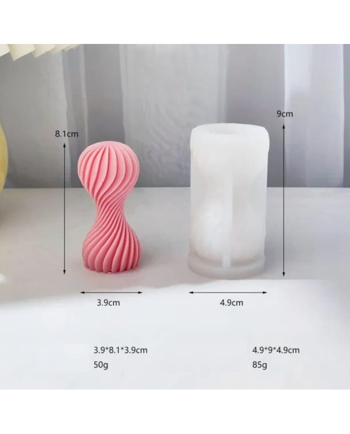 Dambıl Şeklinde Spiral Mum Kalıbı - Hobi Silikon Kalıbı -Kod:529