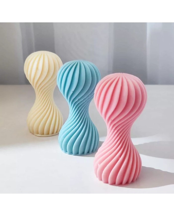 Dambıl Şeklinde Spiral Mum Kalıbı - Hobi Silikon Kalıbı -Kod:529