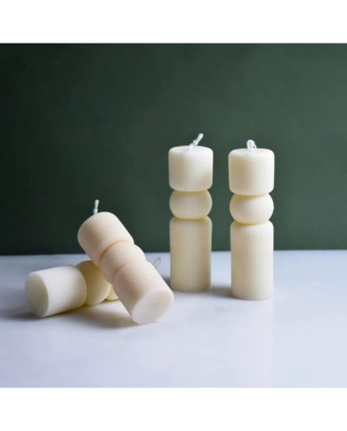 Kısa Nervürlü Kule Mum Kalıbı - Hobi Silikon Kalıbı -Kod:1073A