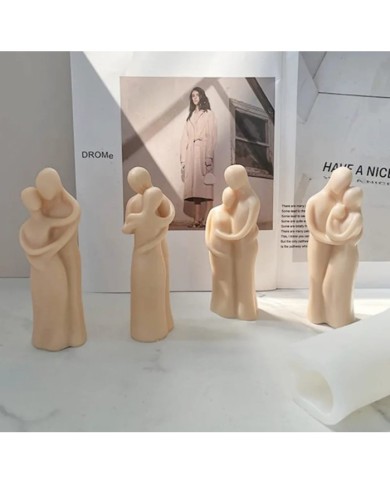 Bebekli Çift Mum Kalıbı - Hobi Silikon Kalıbı -Kod: