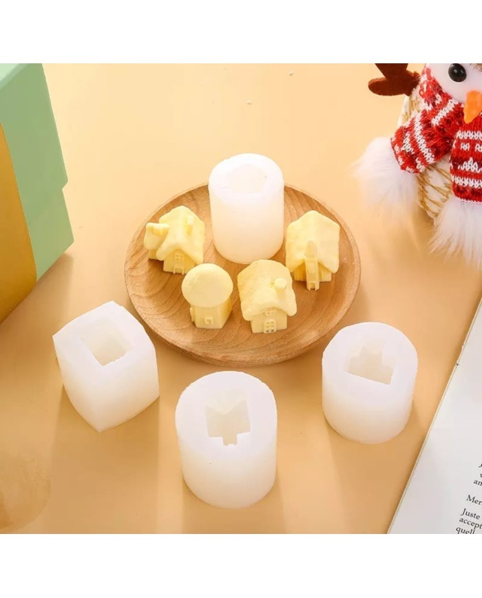 Üçgen Bacalı Ev Beton Kalıbı - Hobi Silikon Kalıbı -Kod:1023