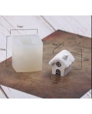 Yuvarlak Bacalı Ev Beton Kalıbı - Hobi Silikon Kalıbı -Kod:1076