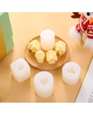 Yuvarlak Bacalı Ev Beton Kalıbı - Hobi Silikon Kalıbı -Kod:1076