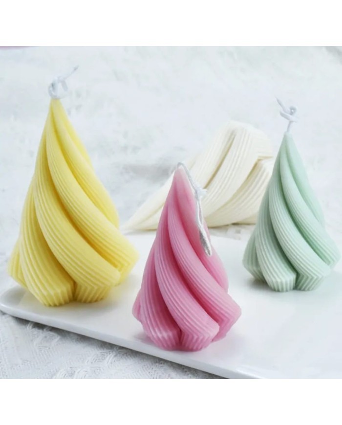 Küçük Spiral Prizma Mum Kalıbı - Hobi Silikon Kalıbı -Kod:1049