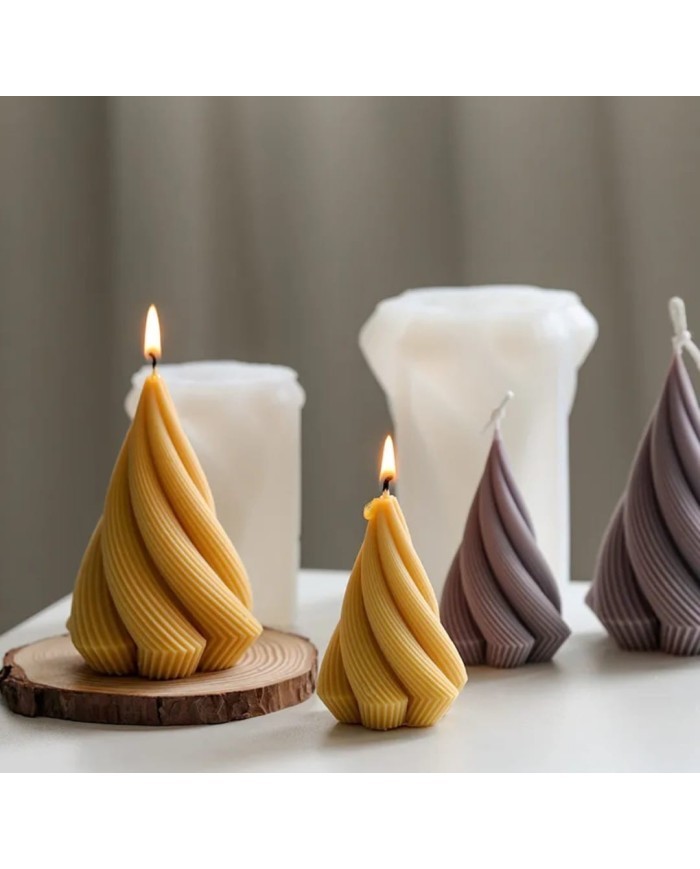 Küçük Spiral Prizma Mum Kalıbı - Hobi Silikon Kalıbı -Kod:1049