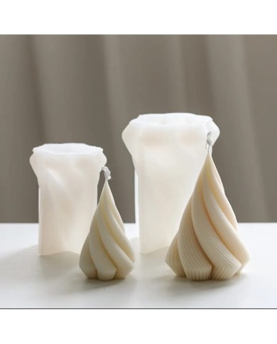 Küçük Spiral Prizma Mum Kalıbı - Hobi Silikon Kalıbı -Kod:1049