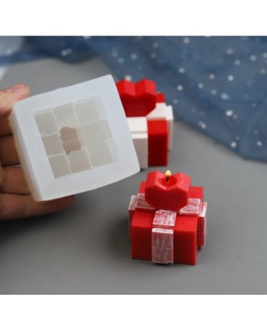 Kalpli Hediye Kutusu Mum ve Beton Kalıbı - Hobi Silikon Kalıbı -Kod:1055