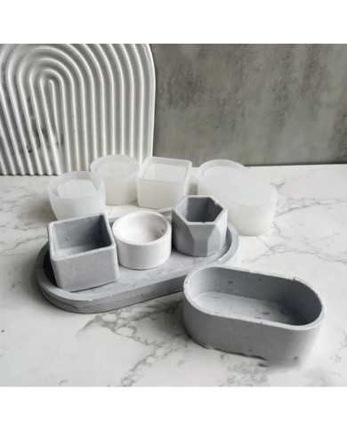 Oval Beton Saksı Kalıbı - Hobi Silikon Kalıbı - Kod:1091