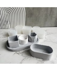 Oval Beton Saksı Kalıbı - Hobi Silikon Kalıbı - Kod:1091