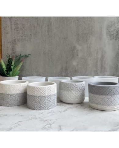 Balık Sırtı Model Yuvarlak Beton Saksı Kalıbı - Hobi Silikon Kalıbı -Kod:1159