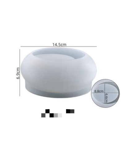 Oval Beton Saksı ve Mum Kalıbı - Hobi Silikon Kalıbı -Kod:436
