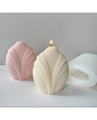 Şeritli Oval Mum Kalıbı - Hobi Silikon Kalıbı -Kod:407