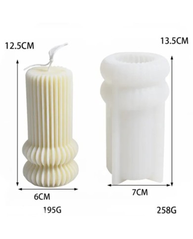Çizgili Sütun Mum Silikon Kalıp - Kod:423