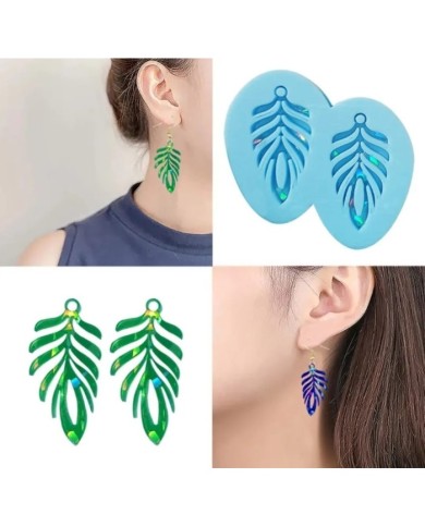 Yaprak Holografik Silikon Küpe Kalıbı - Kod:516